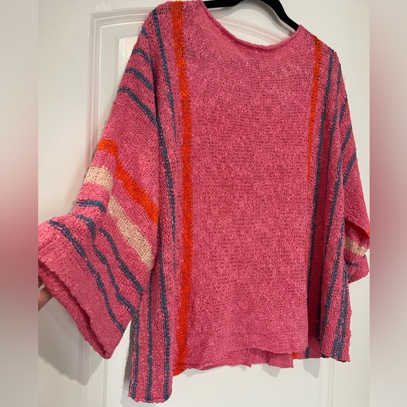 Pink Cable Knit Blouse With Stripes. NWOT XXL - Picture 2 of 7